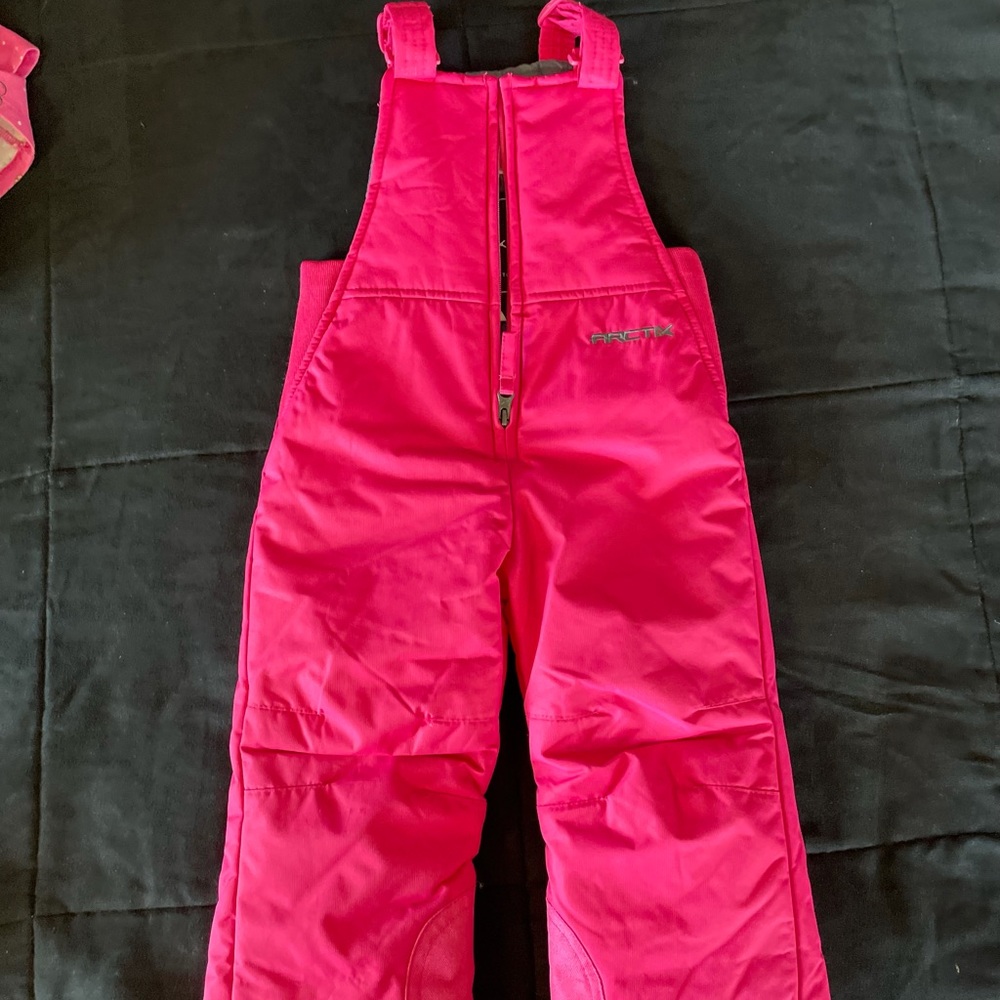 EUC, girls 2T snow bibs, pink